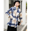 Manteau mi-long en cachemire et laine à carreaux, coupe ajustée, style doux chic - IVOIRART.COM