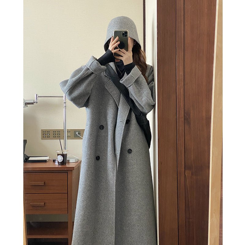 Manteau mi-long en cachemire pour femme, style casual épaissi, imitation laine XL - IVOIRART.COM