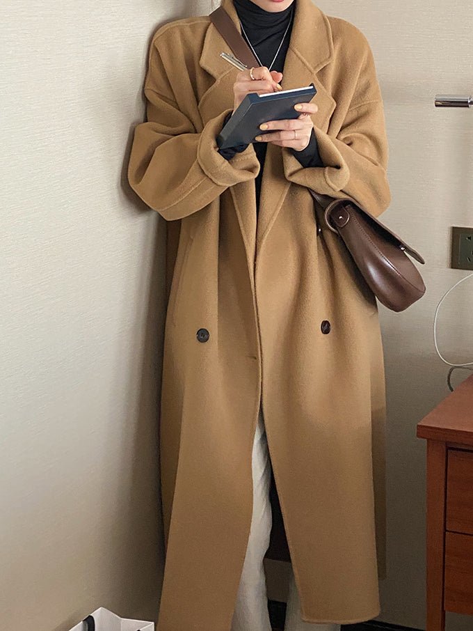 Manteau mi-long en cachemire pour femme, style casual épaissi, imitation laine XL - IVOIRART.COM