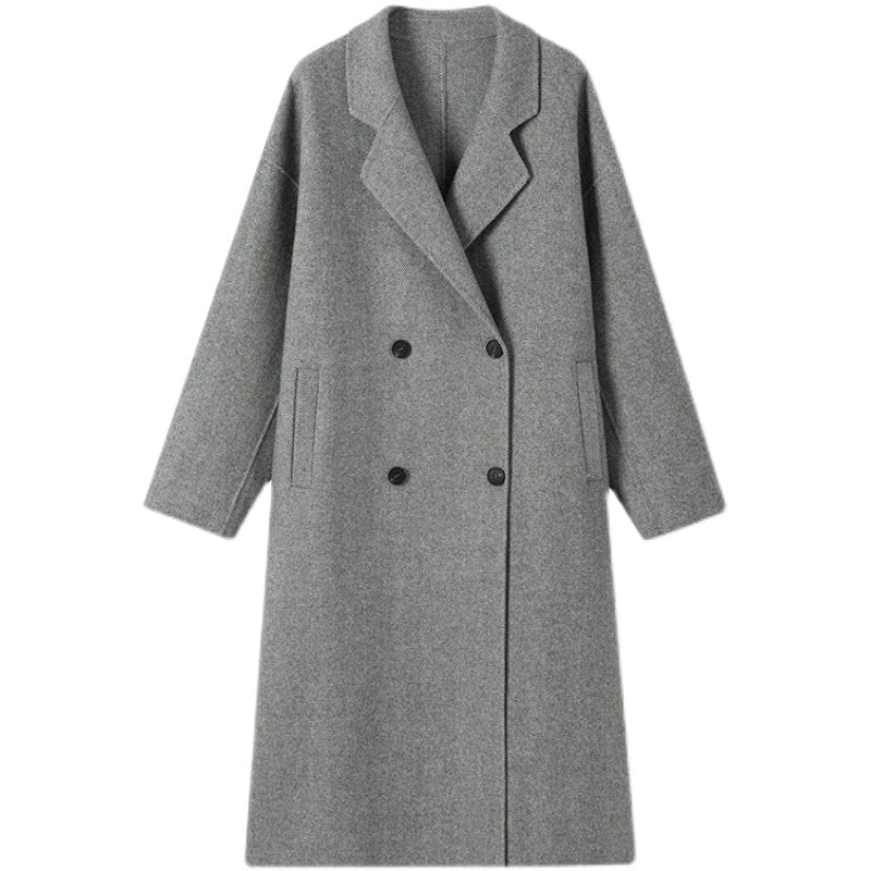 Manteau mi-long en cachemire pour femme, style casual épaissi, imitation laine XL - IVOIRART.COM