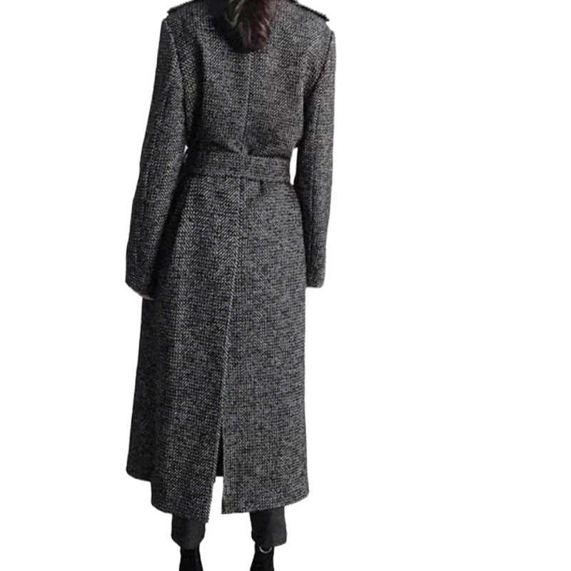 Manteau mi-long en laine style coréen pour femme à double boutonnage chic mode - IVOIRART.COM
