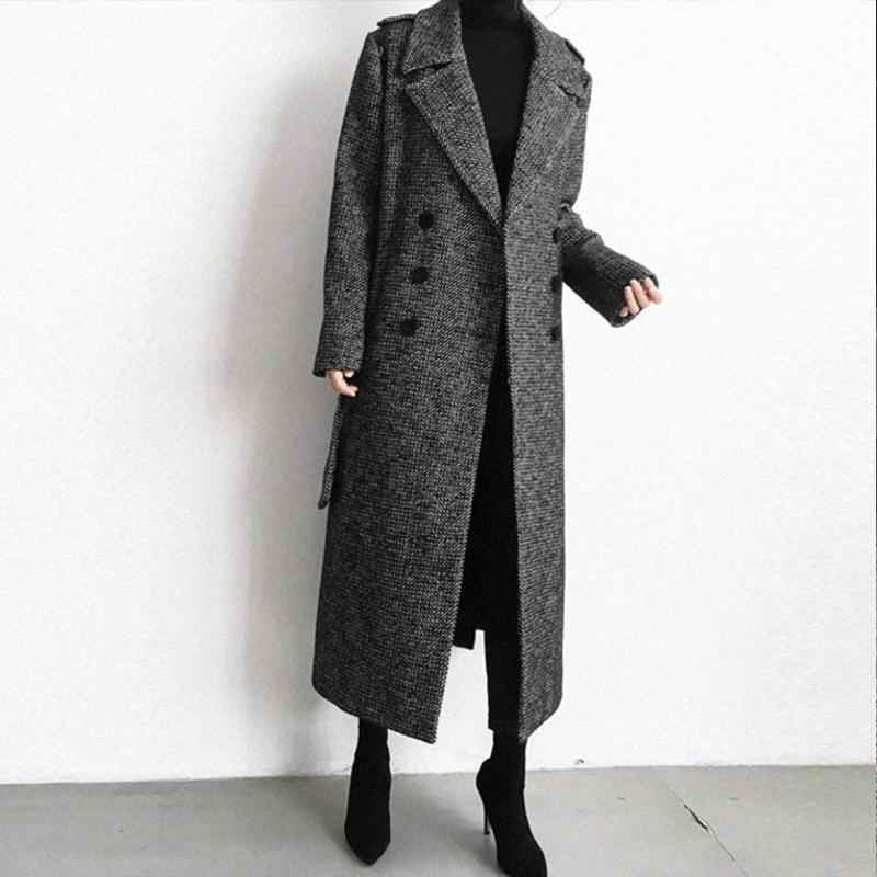 Manteau mi-long en laine style coréen pour femme à double boutonnage chic mode - IVOIRART.COM