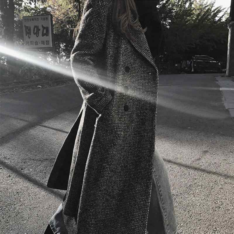 Manteau mi-long en laine style coréen pour femme à double boutonnage chic mode - IVOIRART.COM