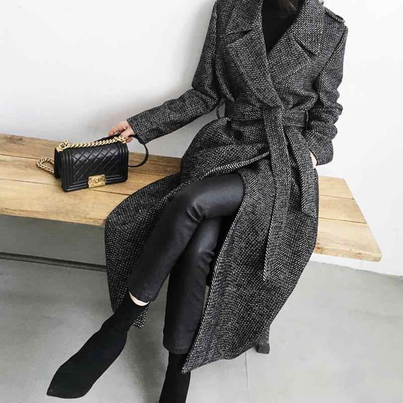 Manteau mi-long en laine style coréen pour femme à double boutonnage chic mode - IVOIRART.COM
