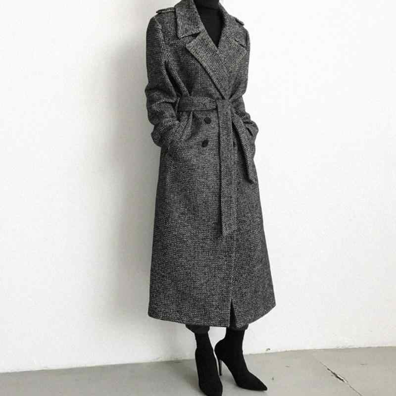 Manteau mi-long en laine style coréen pour femme à double boutonnage chic mode - IVOIRART.COM