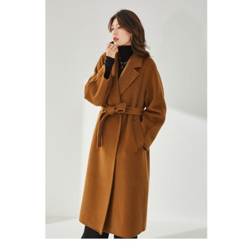 Manteau trench réversible en cachemire double-face effet vague d'eau chic urbain - IVOIRART.COM