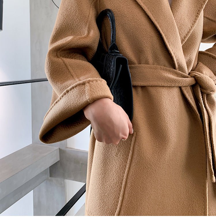 Manteau trench réversible en cachemire double-face effet vague d'eau chic urbain - IVOIRART.COM