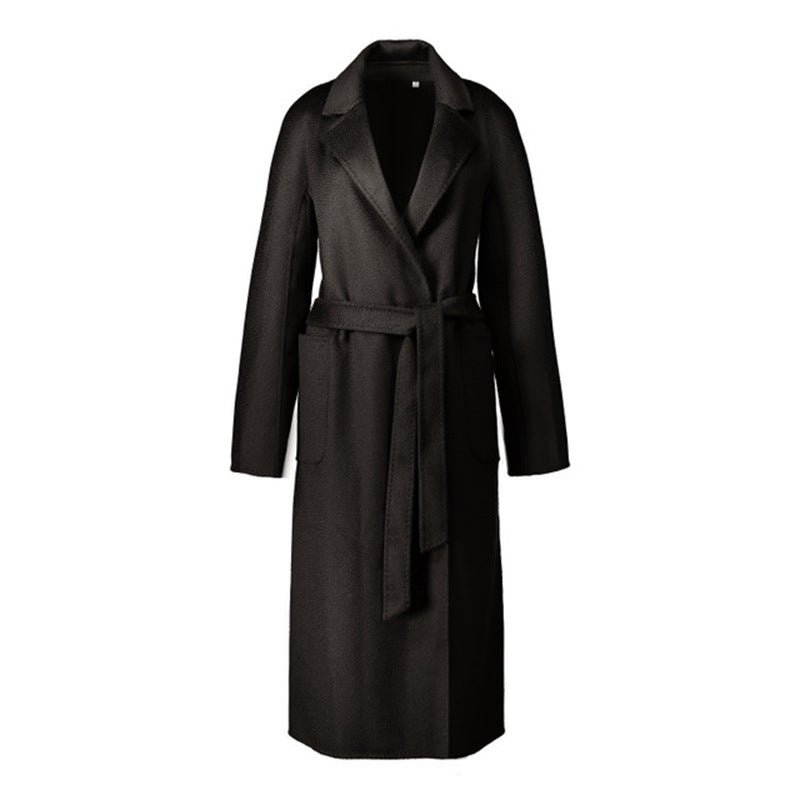 Manteau trench réversible en cachemire double-face effet vague d'eau chic urbain - IVOIRART.COM