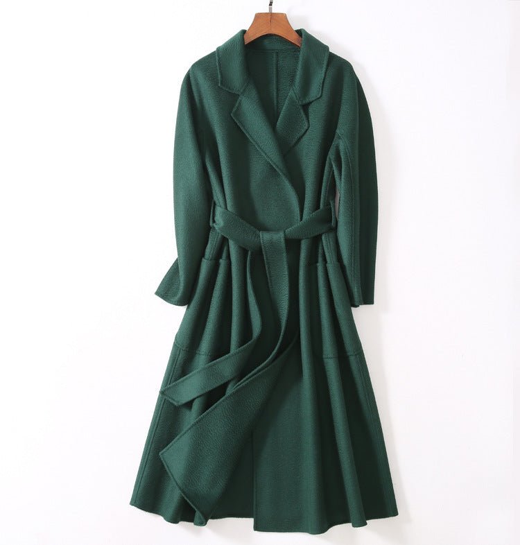 Manteau trench réversible en cachemire double-face effet vague d'eau chic urbain - IVOIRART.COM