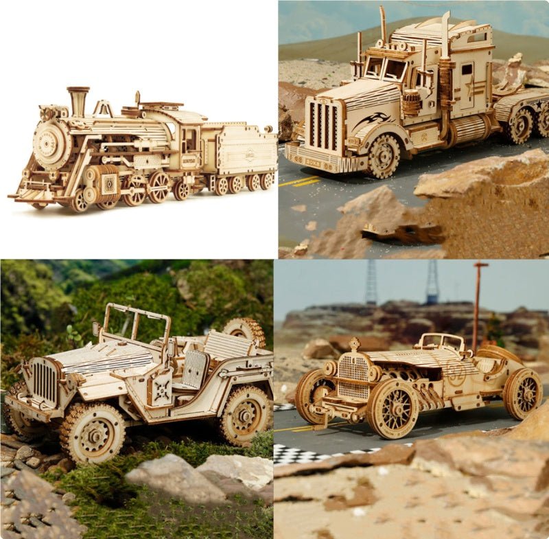 Maquette de Train en Bois 3D à Monter - Jouet Mécanique et Décoration - IVOIRART.COM