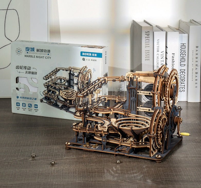 Marble Night City 3D Wooden Puzzle Games Assembly Waterwheel Model Toys For Children Kids Birthday Gift - IVOIRART.COM