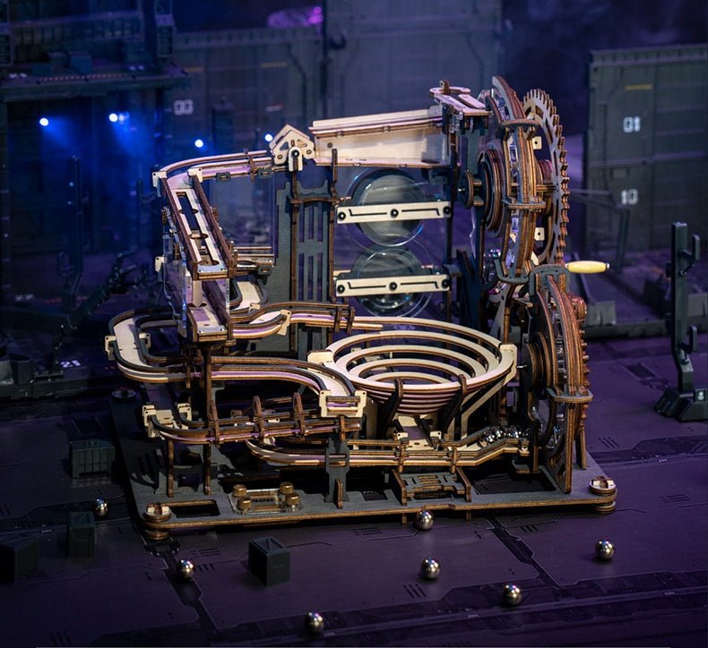 Marble Night City 3D Wooden Puzzle Games Assembly Waterwheel Model Toys For Children Kids Birthday Gift - IVOIRART.COM