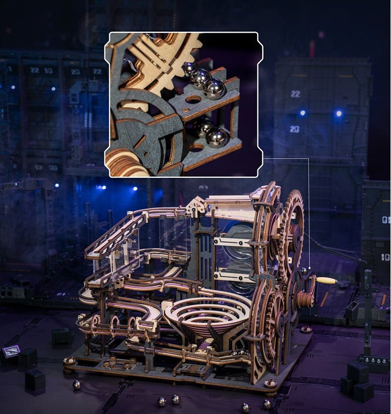 Marble Night City 3D Wooden Puzzle Games Assembly Waterwheel Model Toys For Children Kids Birthday Gift - IVOIRART.COM