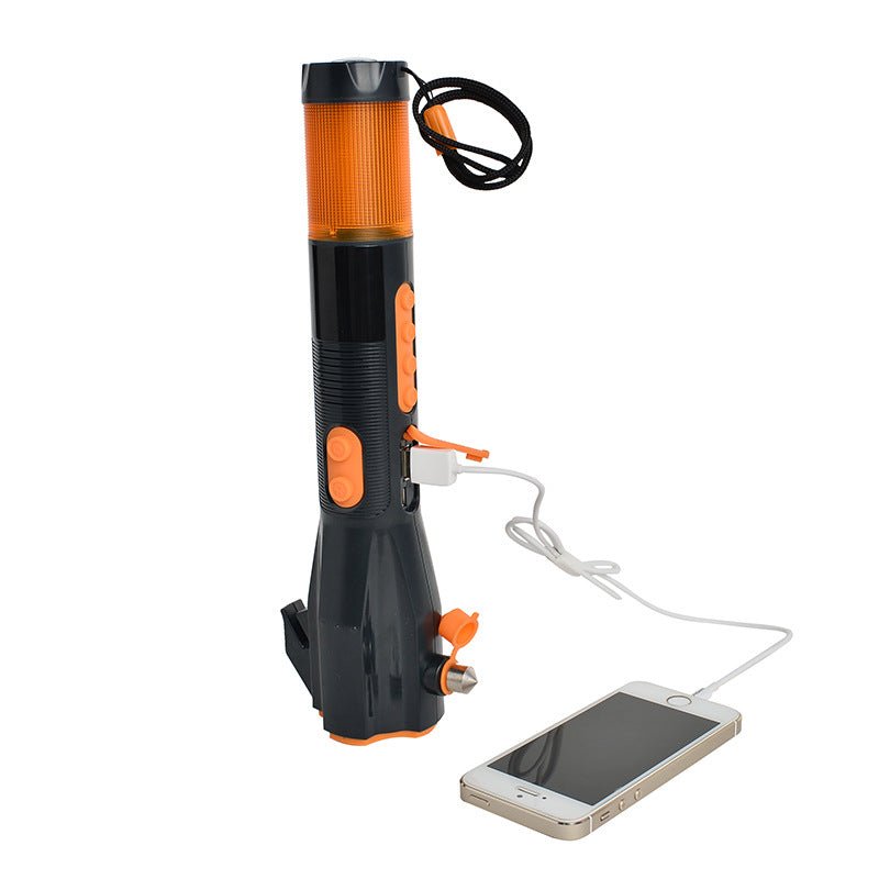 Marteau de sécurité automobile multifonction avec lampe LED, alarme et radio AM/FM - IVOIRART.COM
