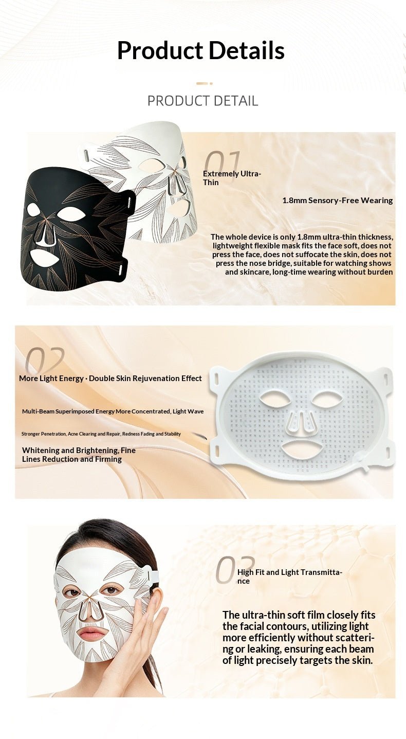 Masque photonique Beauty Device 3 niveaux USB anti-rides éclat peau douce maison - IVOIRART.COM