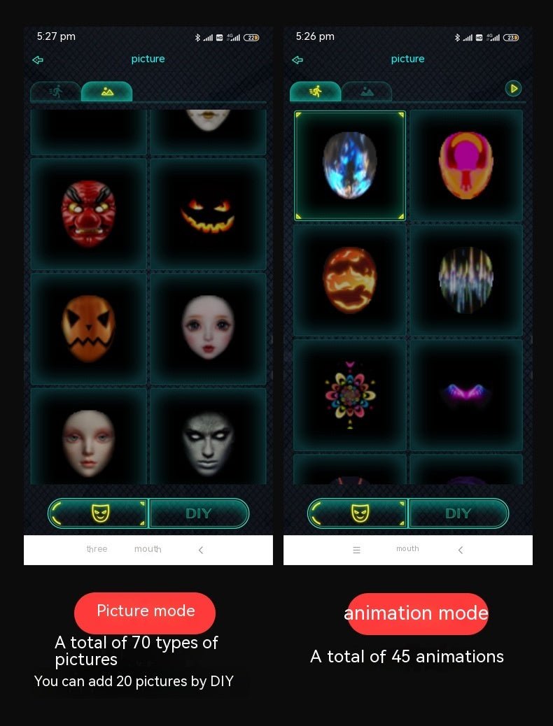 Masques Lumineux LED Multicolores Halloween avec Changement de Visage pour Fête - IVOIRART.COM