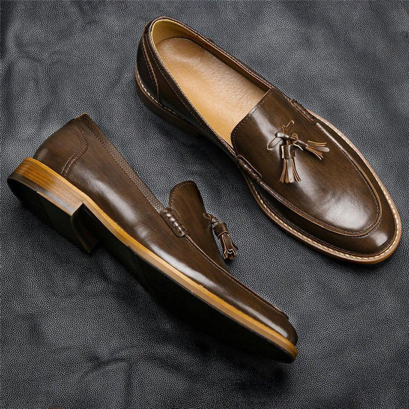 Men Casual Shoes Leather Loafers Business Dress Formal Shoes - IVOIRART.COM