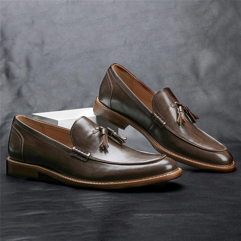 Men Casual Shoes Leather Loafers Business Dress Formal Shoes - IVOIRART.COM