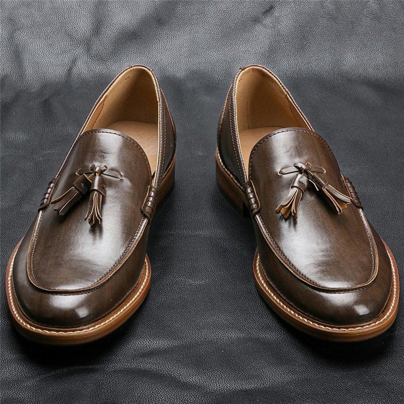 Men Casual Shoes Leather Loafers Business Dress Formal Shoes - IVOIRART.COM