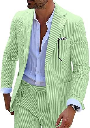 Mens Bubble-Chiffon Suit Slim-Fit Two-Piece Set - IVOIRART.COM