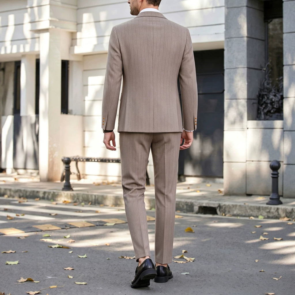 Mens Business Gentleman Formal Double-Breasted Suit Set - IVOIRART.COM