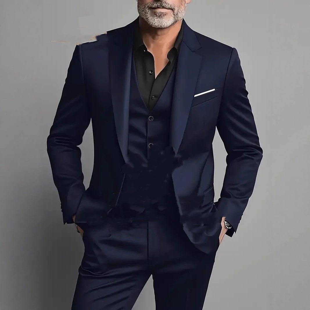 Men's Business Slim-fitting Suit Three-piece Suit - IVOIRART.COM