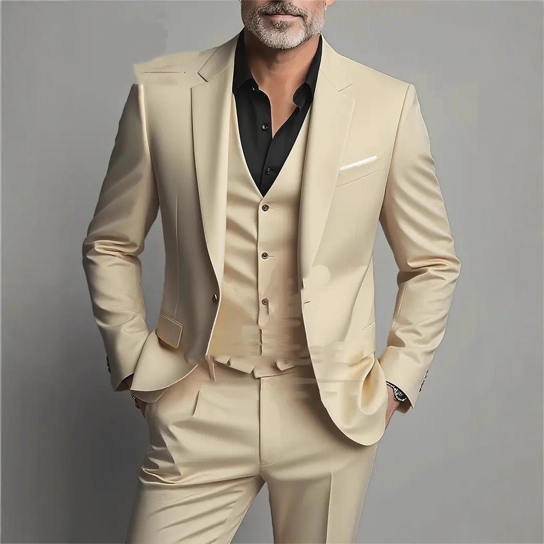 Men's Business Slim-fitting Suit Three-piece Suit - IVOIRART.COM