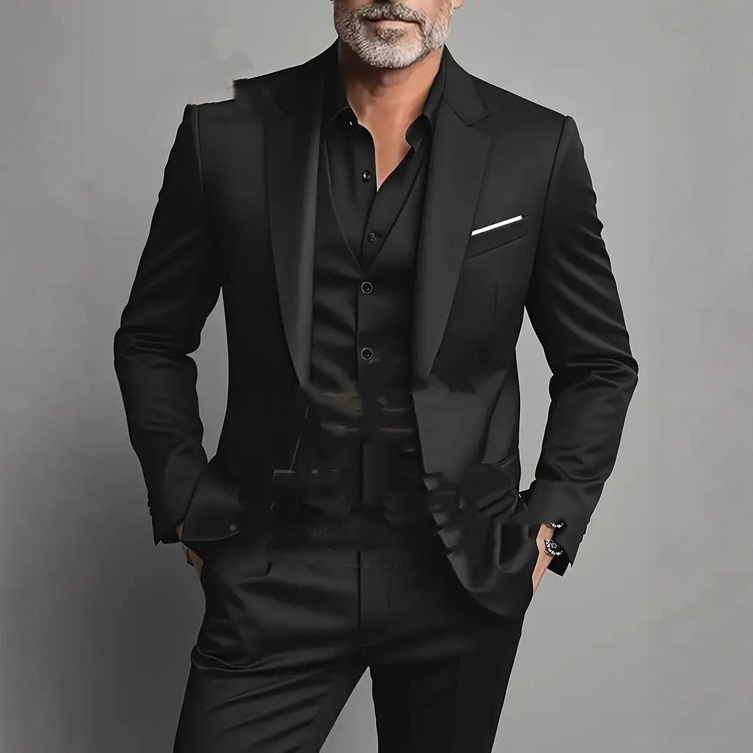 Men's Business Slim-fitting Suit Three-piece Suit - IVOIRART.COM