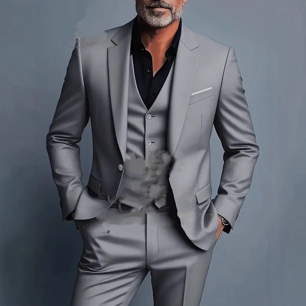 Men's Business Slim-fitting Suit Three-piece Suit - IVOIRART.COM
