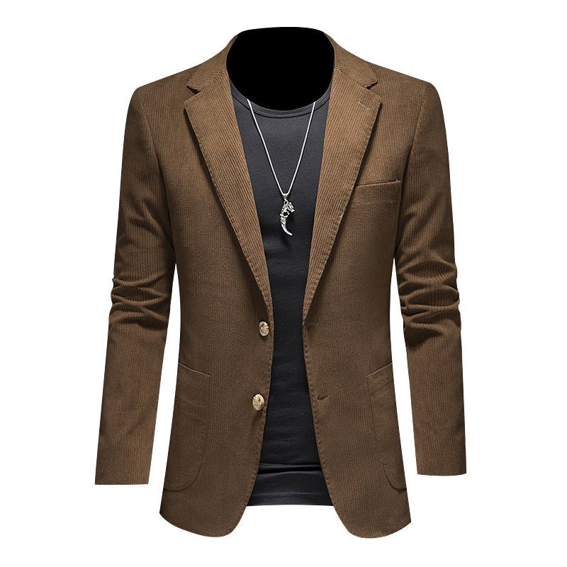 Mens Casual Corduroy Slim-fit Suit Jacket - IVOIRART.COM