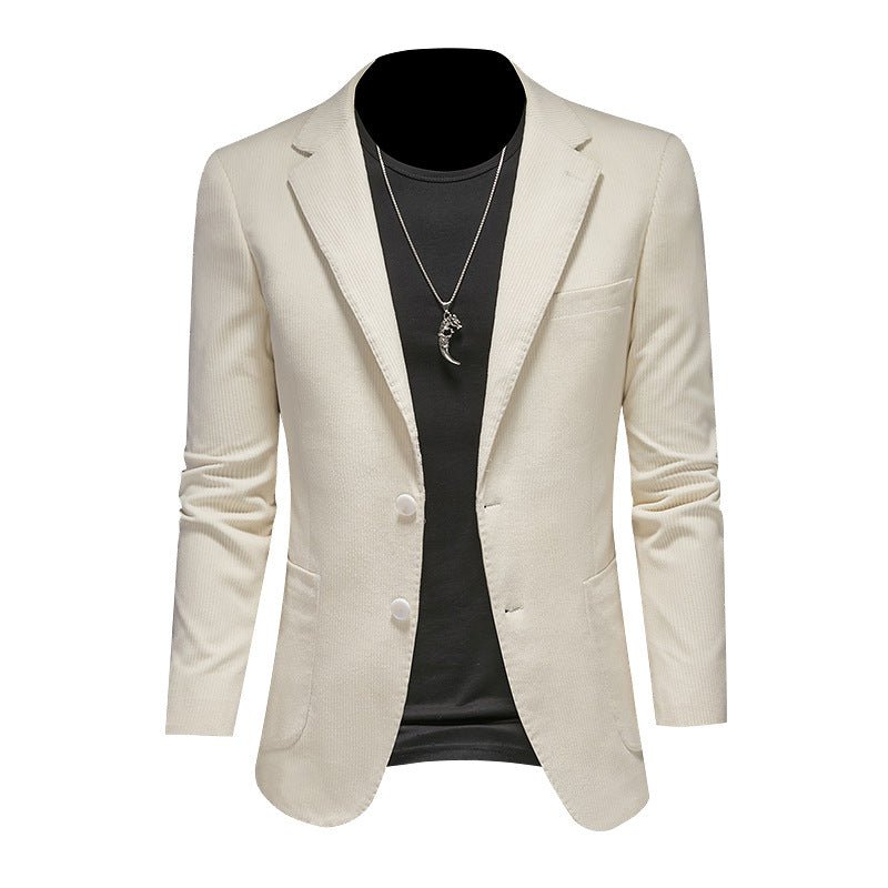 Mens Casual Corduroy Slim-fit Suit Jacket - IVOIRART.COM