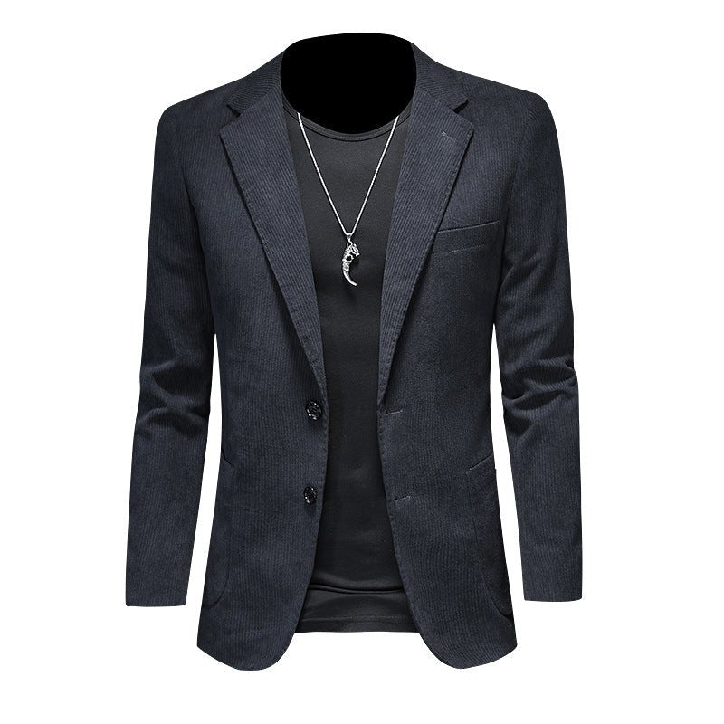 Mens Casual Corduroy Slim-fit Suit Jacket - IVOIRART.COM