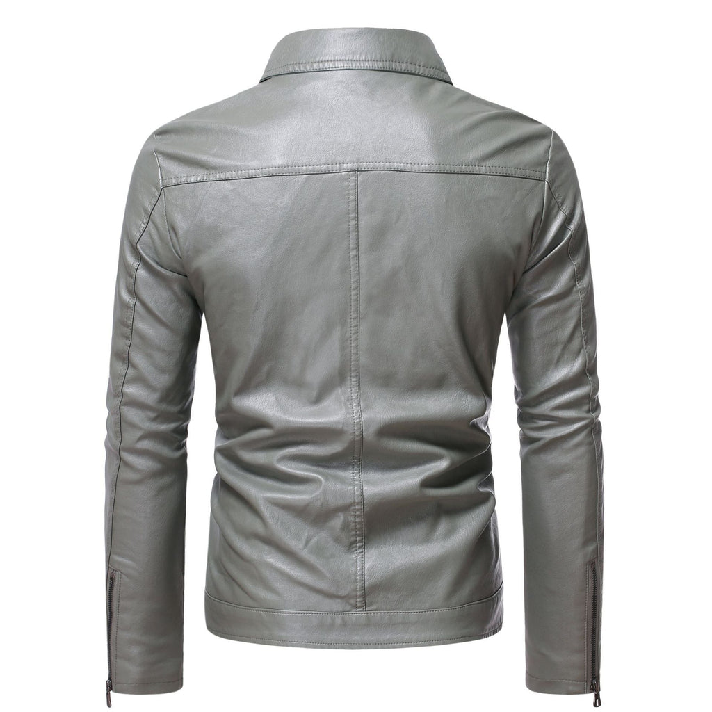 Men's Casual Slim-fit Leather Coat - IVOIRART.COM