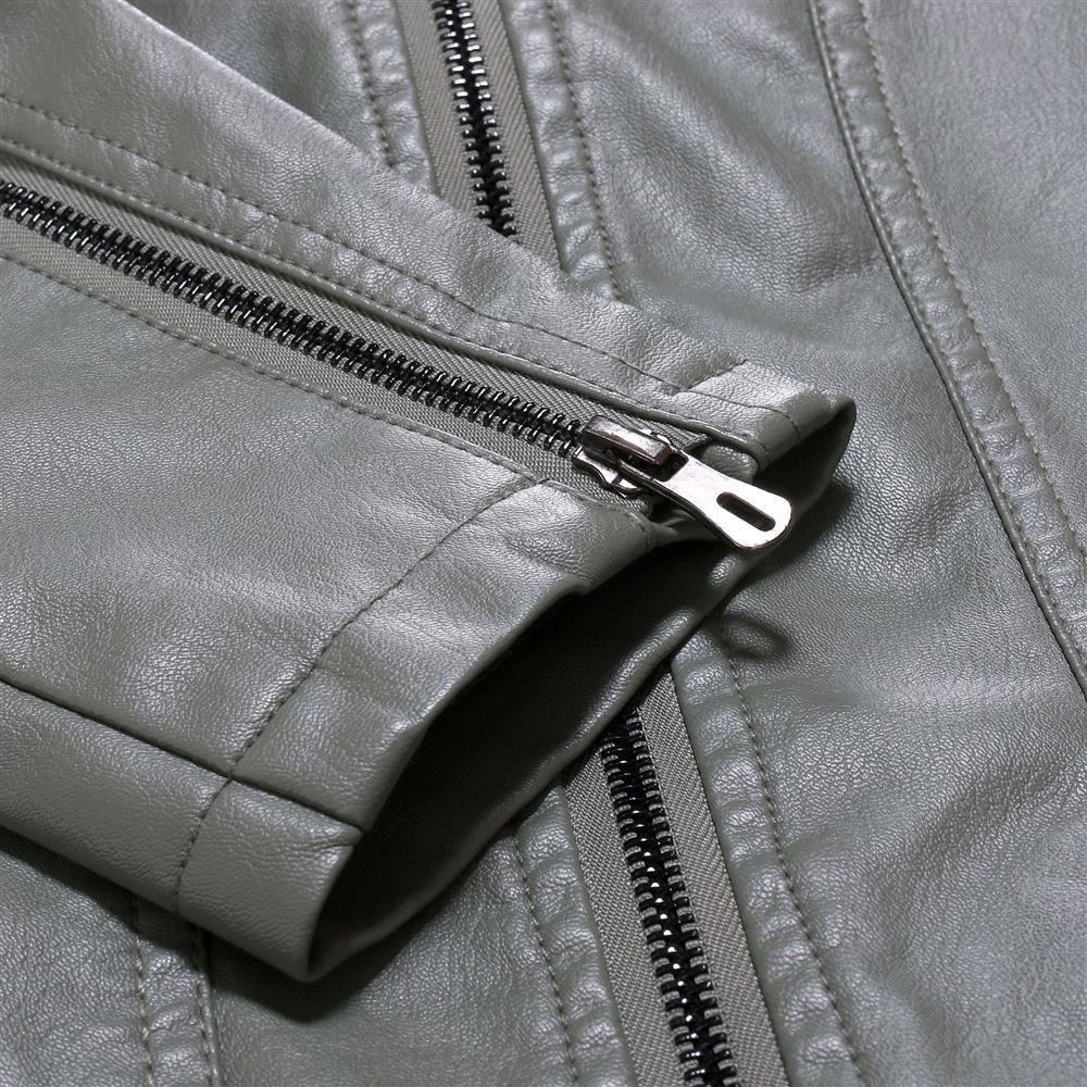 Men's Casual Slim-fit Leather Coat - IVOIRART.COM