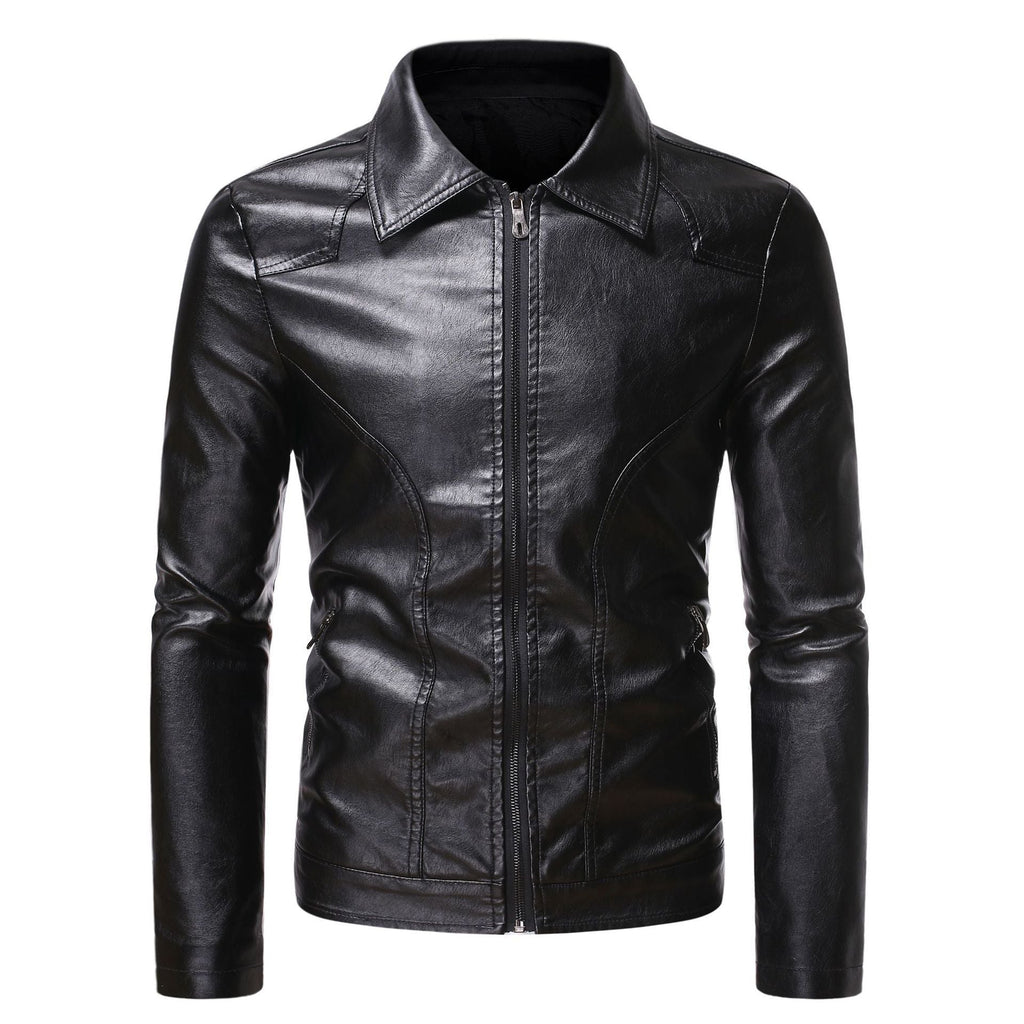Men's Casual Slim-fit Leather Coat - IVOIRART.COM