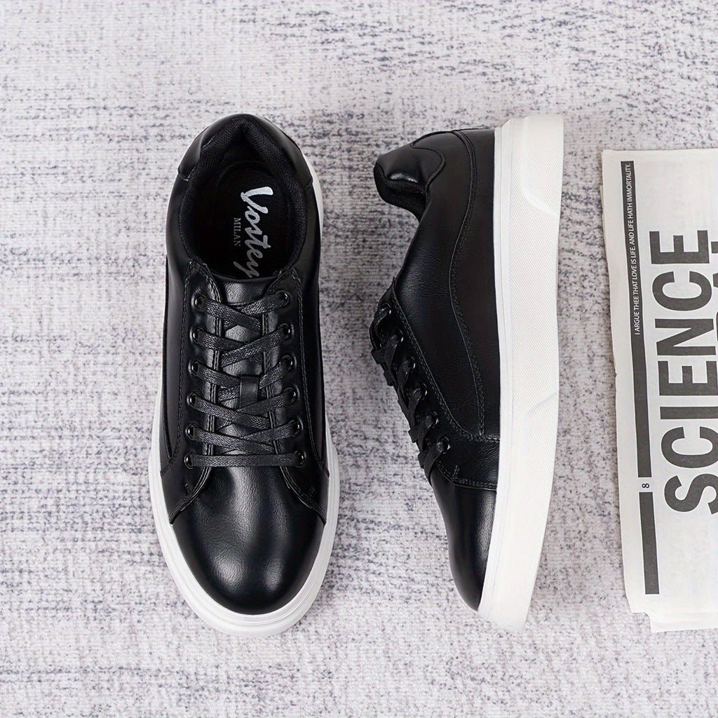 Men's Casual Versatile Leather Sneakers, Skull Pattern Tennis Shoes Side Zipper. - IVOIRART.COM