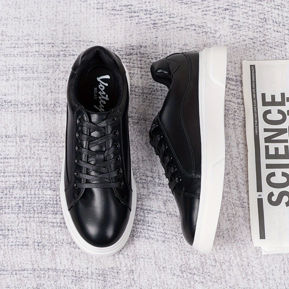 Men's Casual Versatile Leather Sneakers, Skull Pattern Tennis Shoes Side Zipper. - IVOIRART.COM