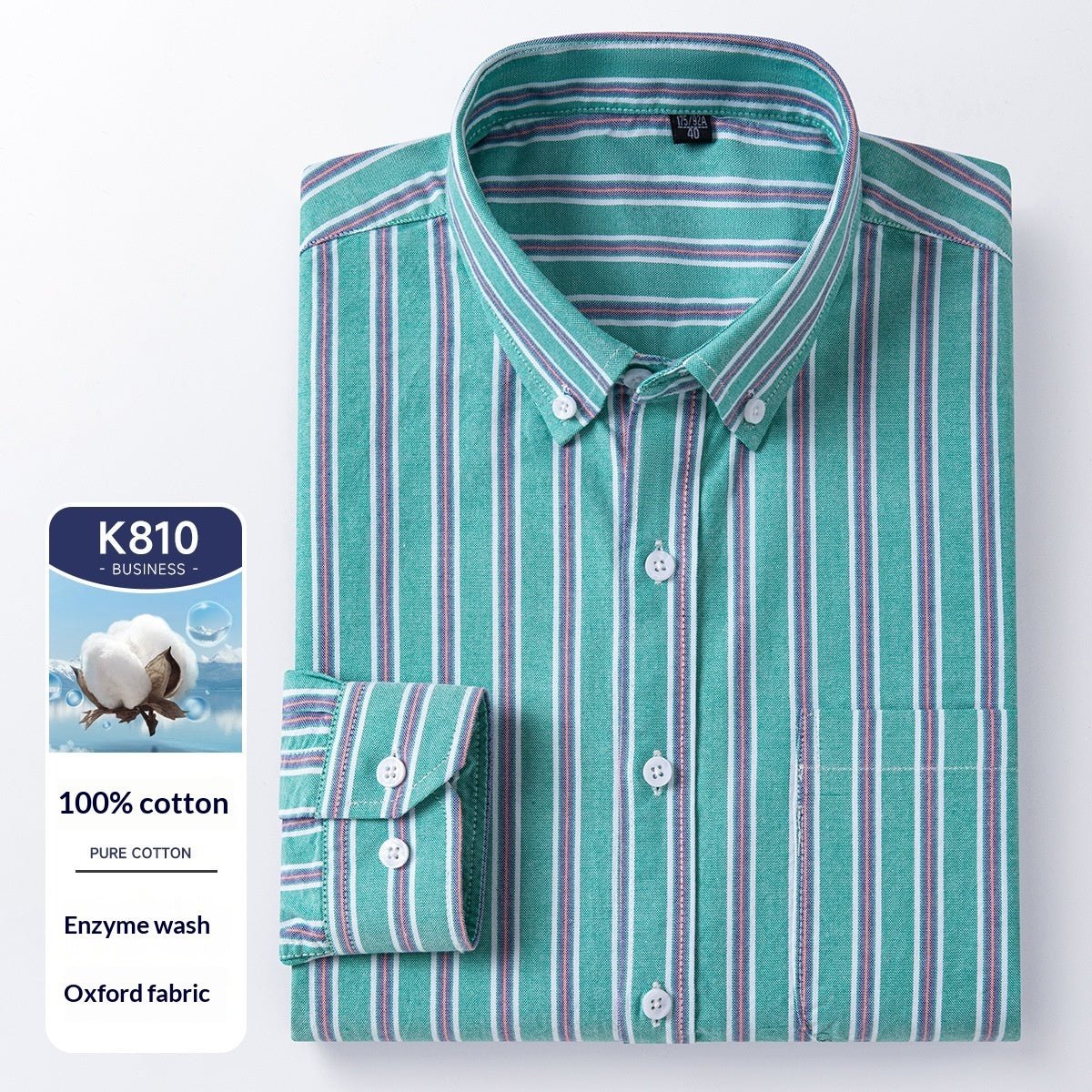 Men's Cotton Long Sleeve Oxford Woven Shirts - IVOIRART.COM