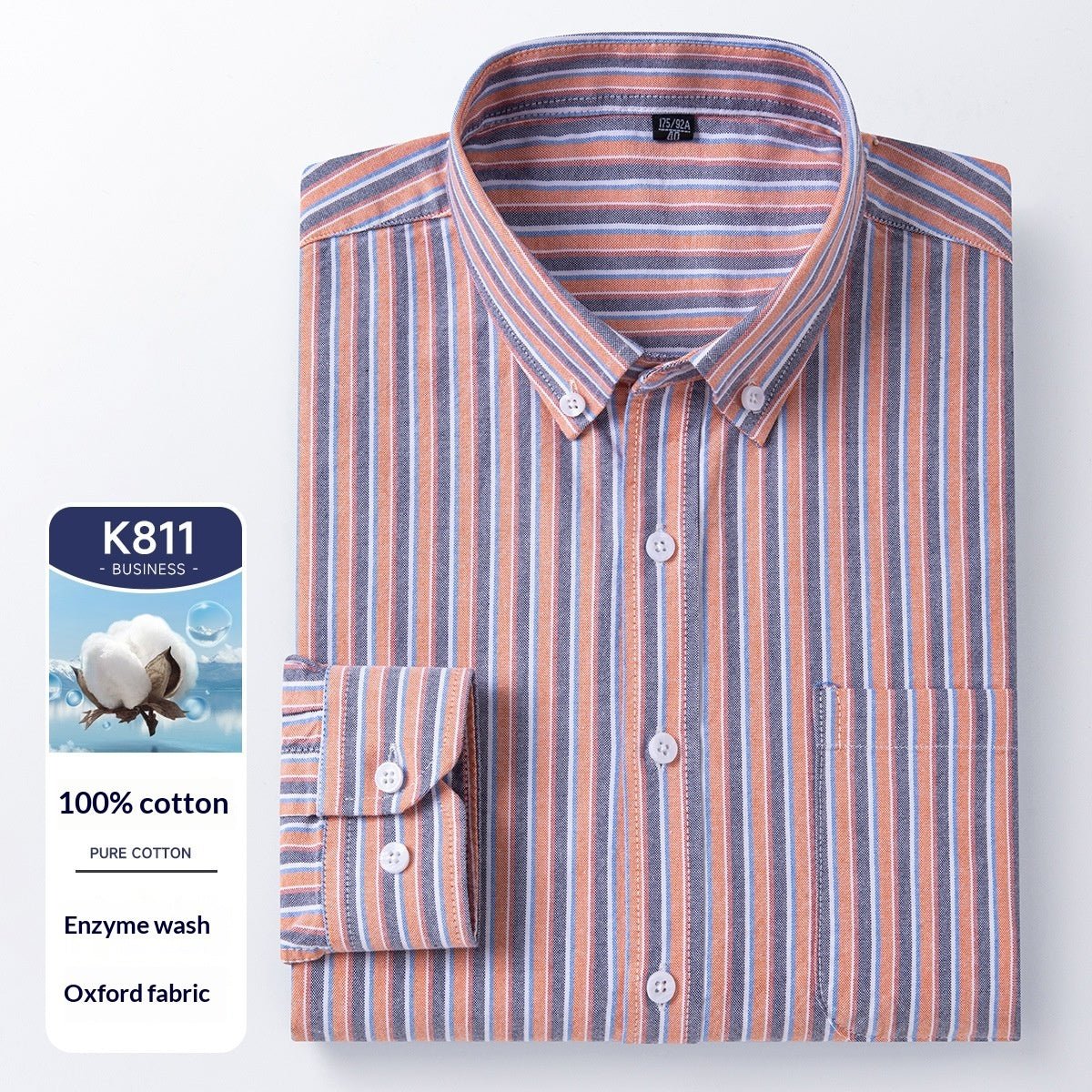 Men's Cotton Long Sleeve Oxford Woven Shirts - IVOIRART.COM