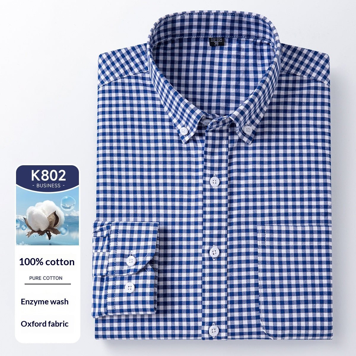 Men's Cotton Long Sleeve Oxford Woven Shirts - IVOIRART.COM