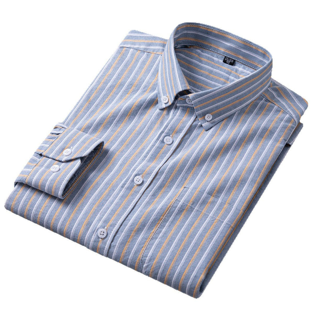 Men's Cotton Long Sleeve Oxford Woven Shirts - IVOIRART.COM