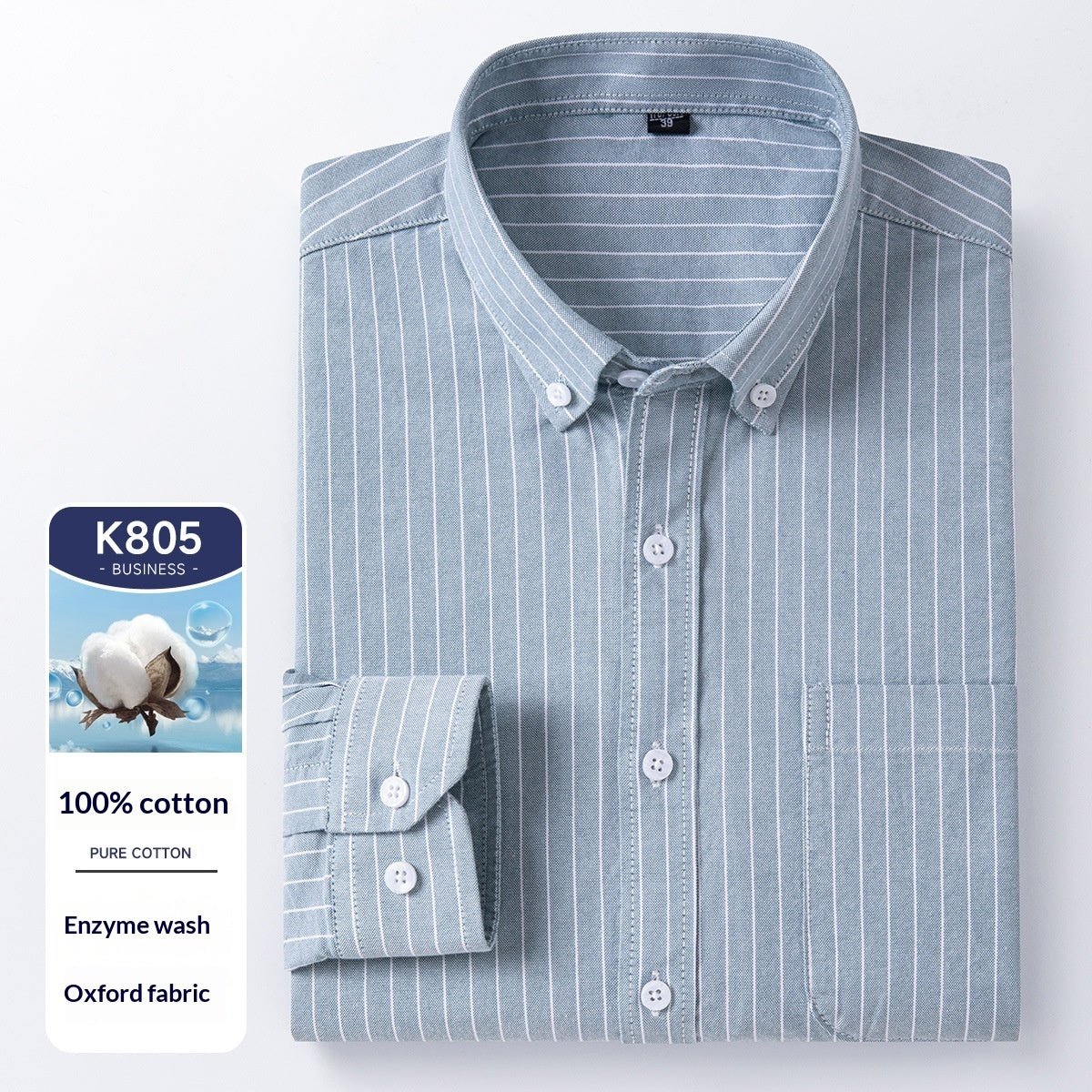 Men's Cotton Long Sleeve Oxford Woven Shirts - IVOIRART.COM