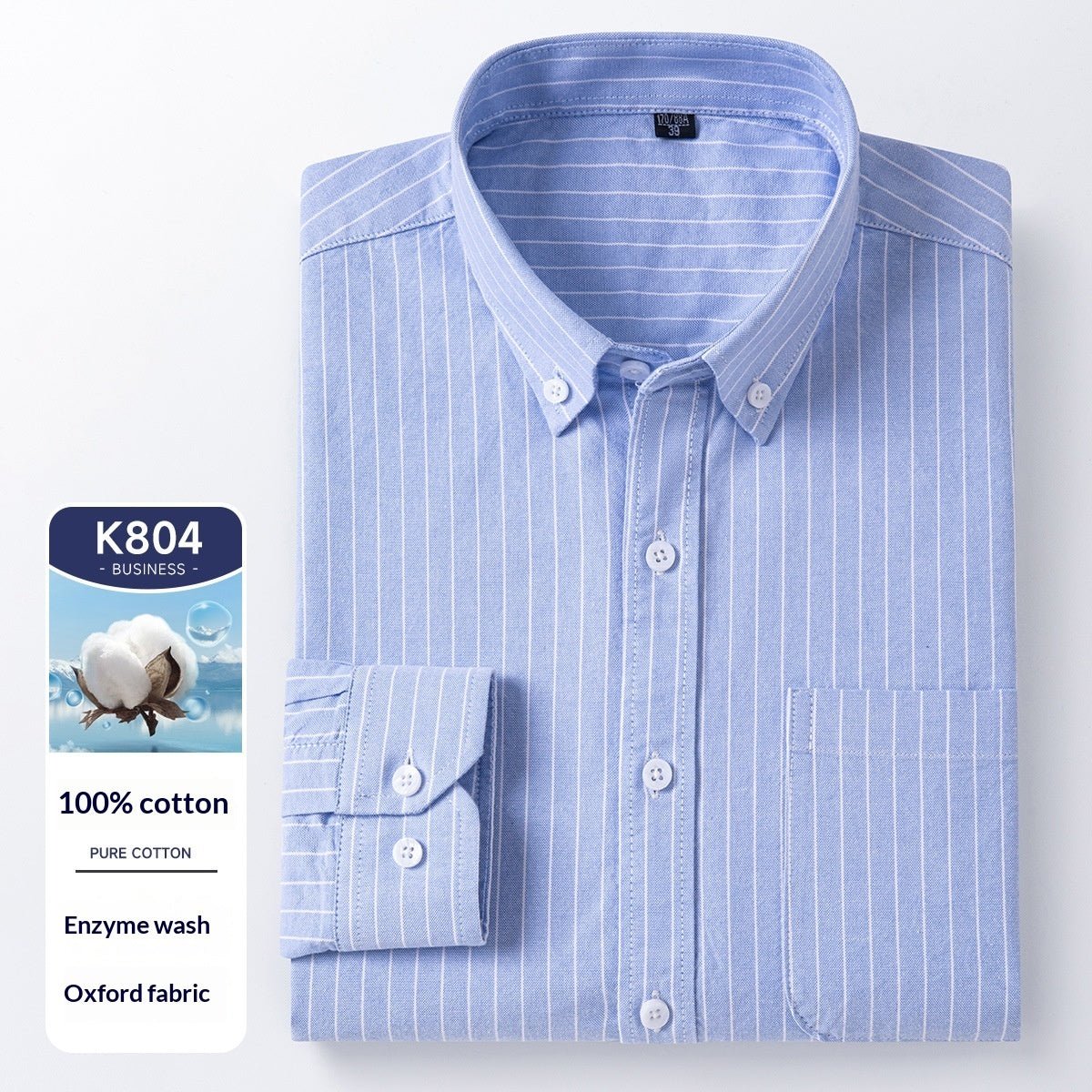 Men's Cotton Long Sleeve Oxford Woven Shirts - IVOIRART.COM