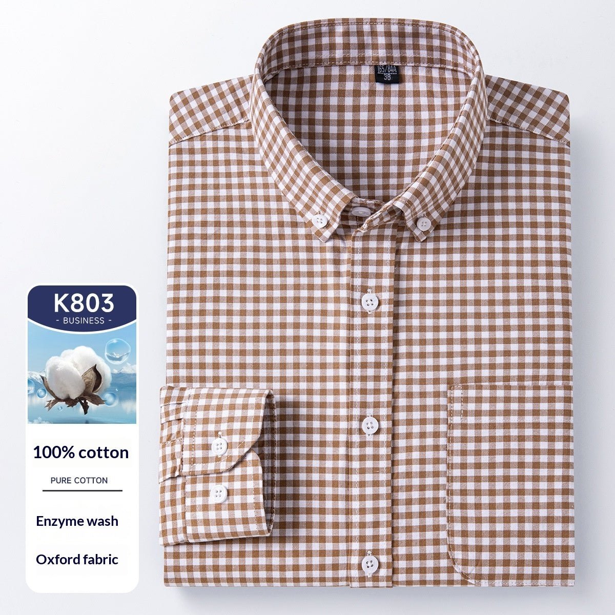 Men's Cotton Long Sleeve Oxford Woven Shirts - IVOIRART.COM