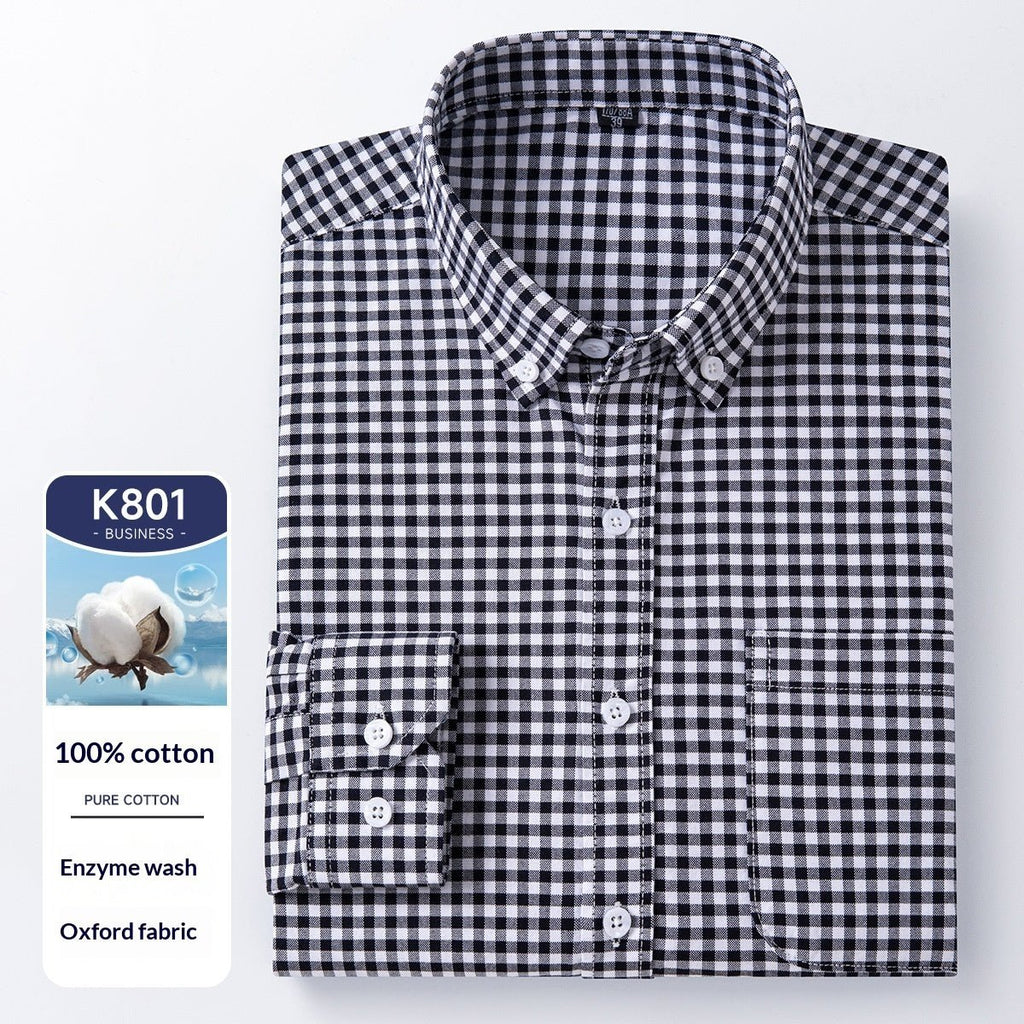 Men's Cotton Long Sleeve Oxford Woven Shirts - IVOIRART.COM