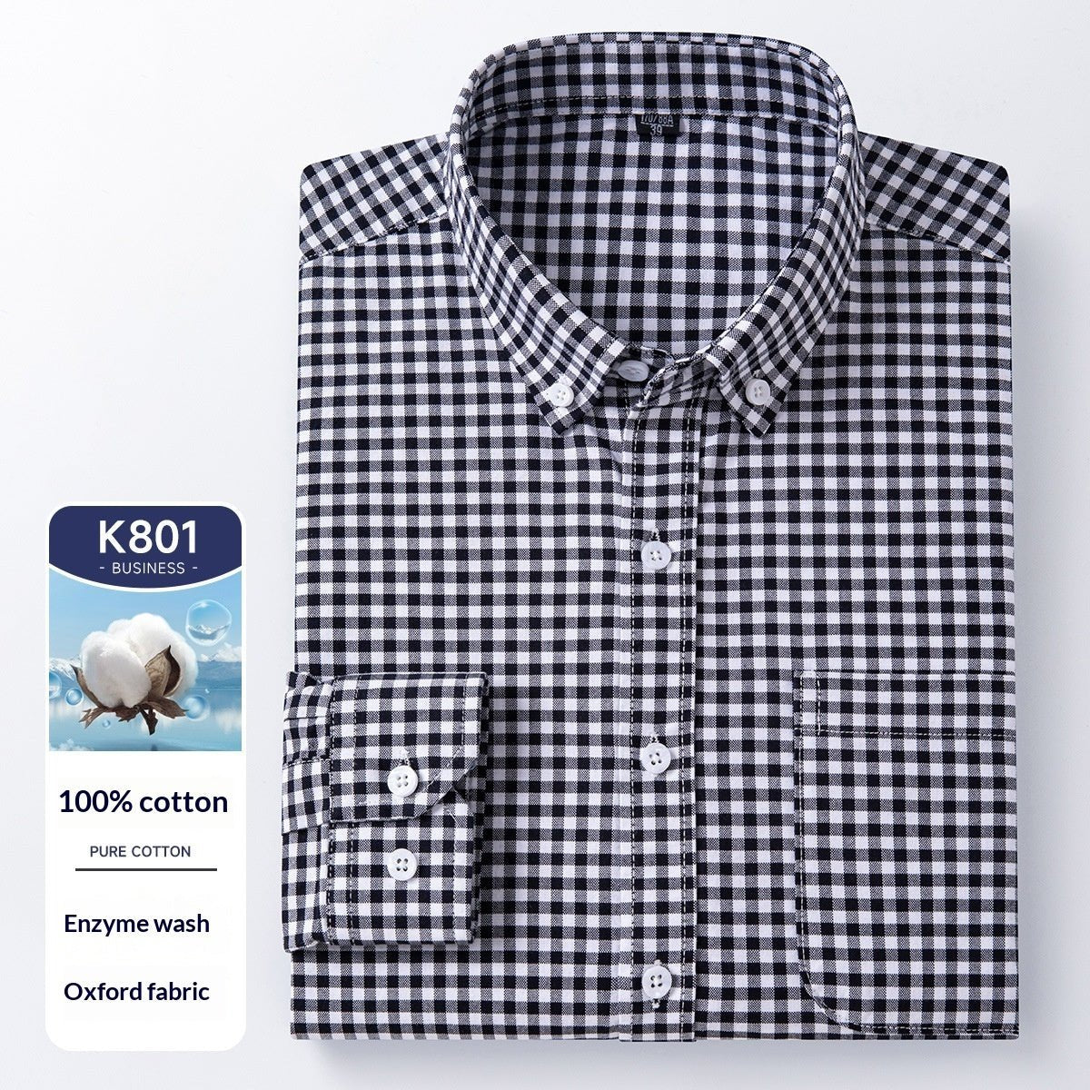 Men's Cotton Long Sleeve Oxford Woven Shirts - IVOIRART.COM
