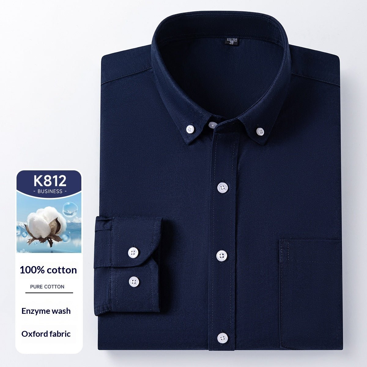 Men's Cotton Long Sleeve Oxford Woven Shirts - IVOIRART.COM