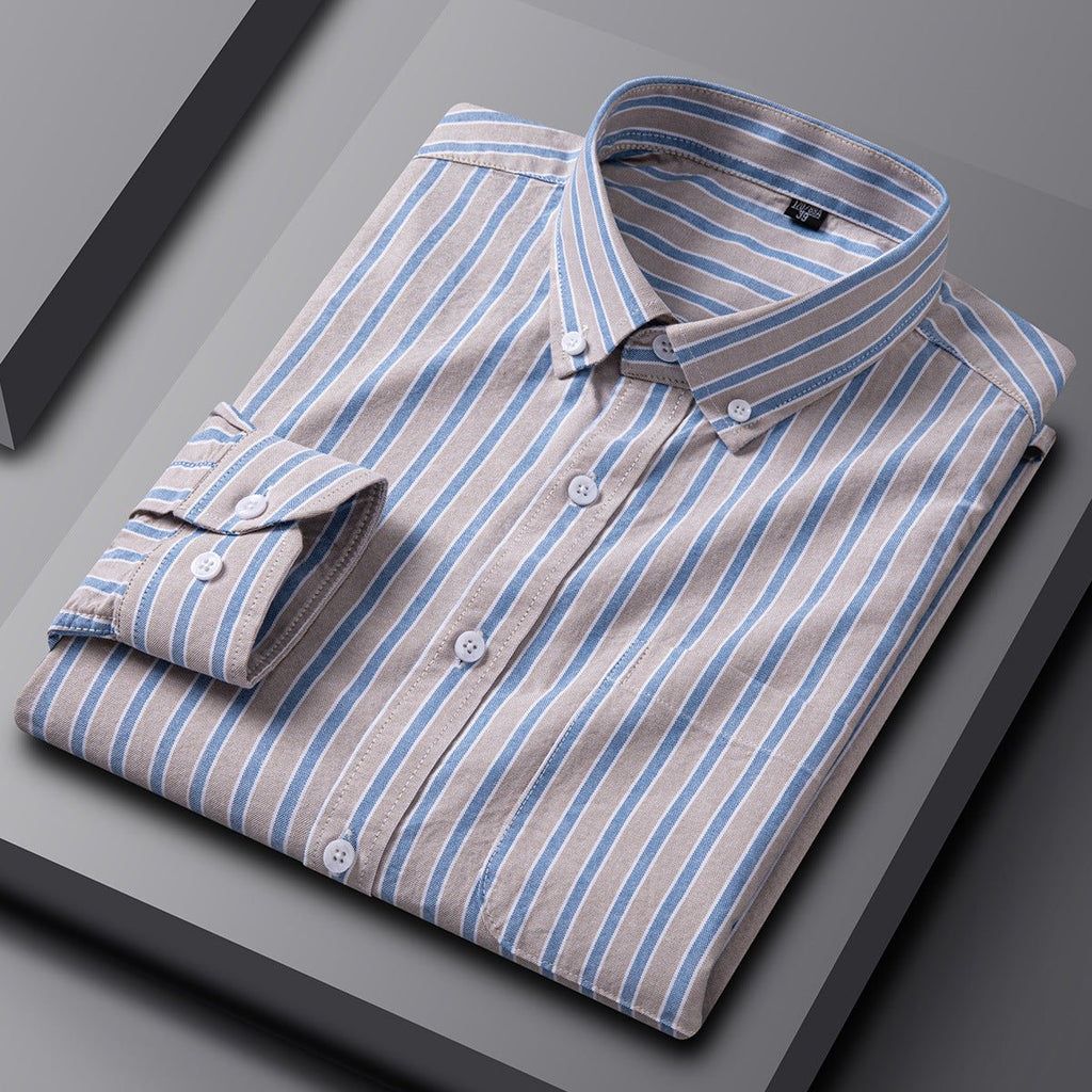 Men's Cotton Long Sleeve Oxford Woven Shirts - IVOIRART.COM