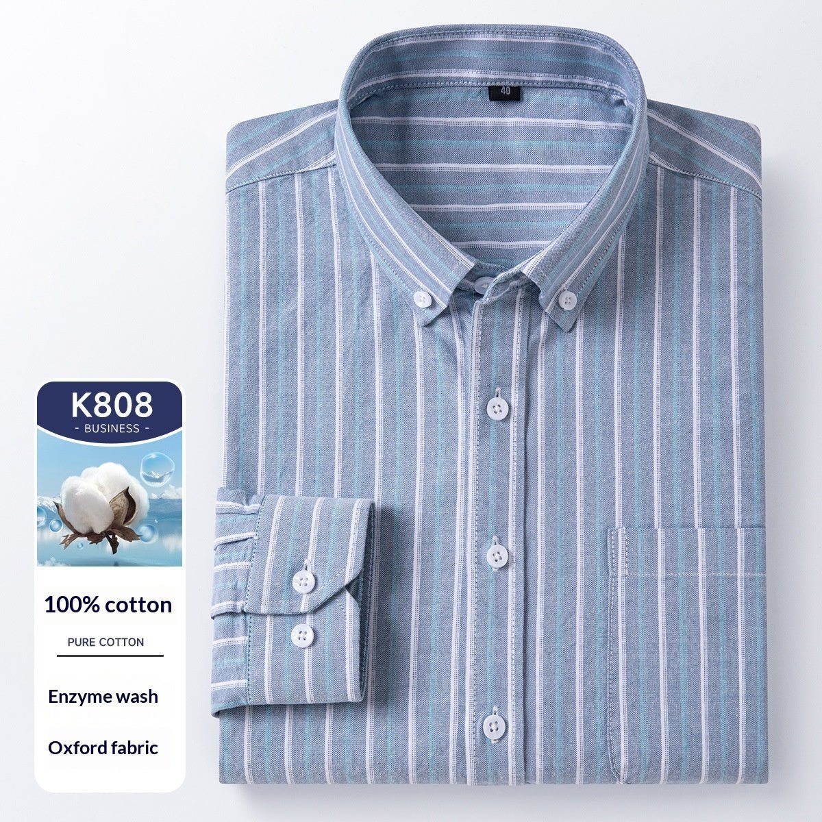 Men's Cotton Long Sleeve Oxford Woven Shirts - IVOIRART.COM
