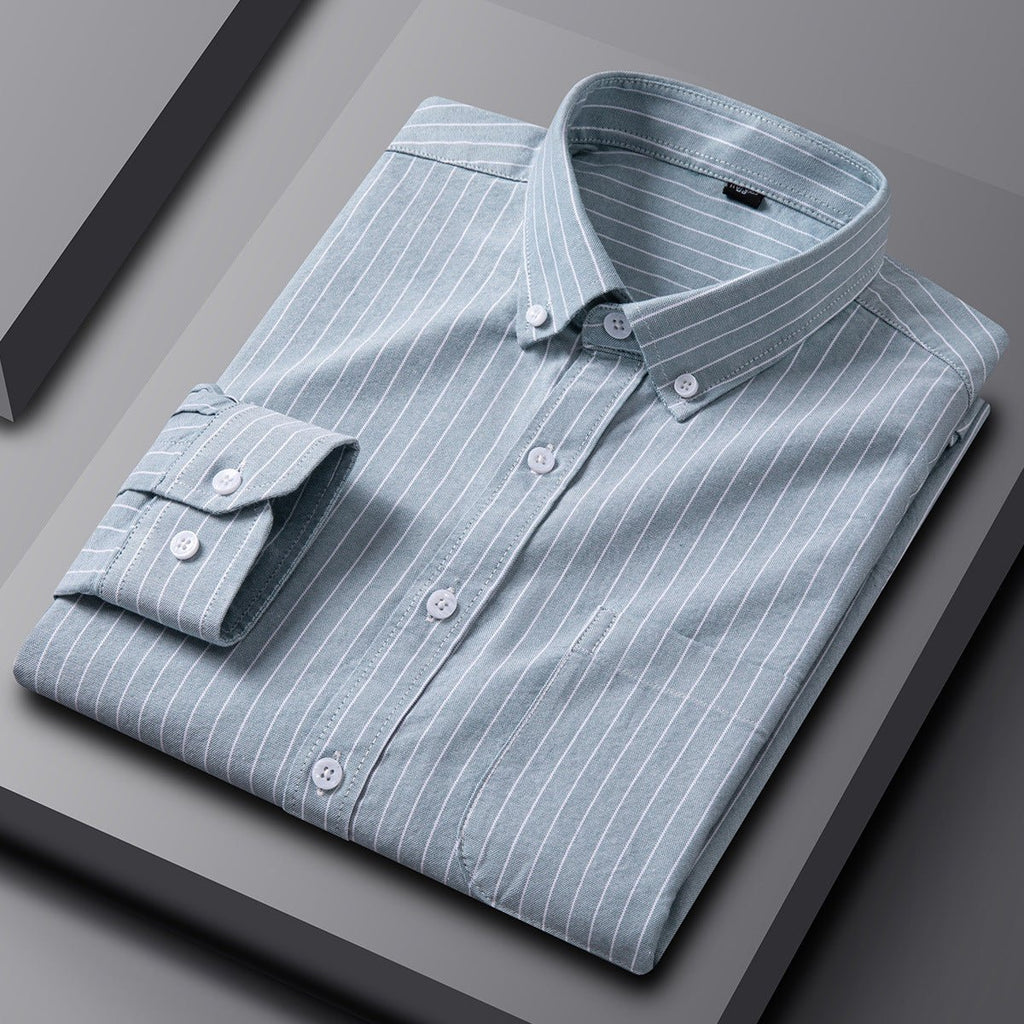 Men's Cotton Long Sleeve Oxford Woven Shirts - IVOIRART.COM
